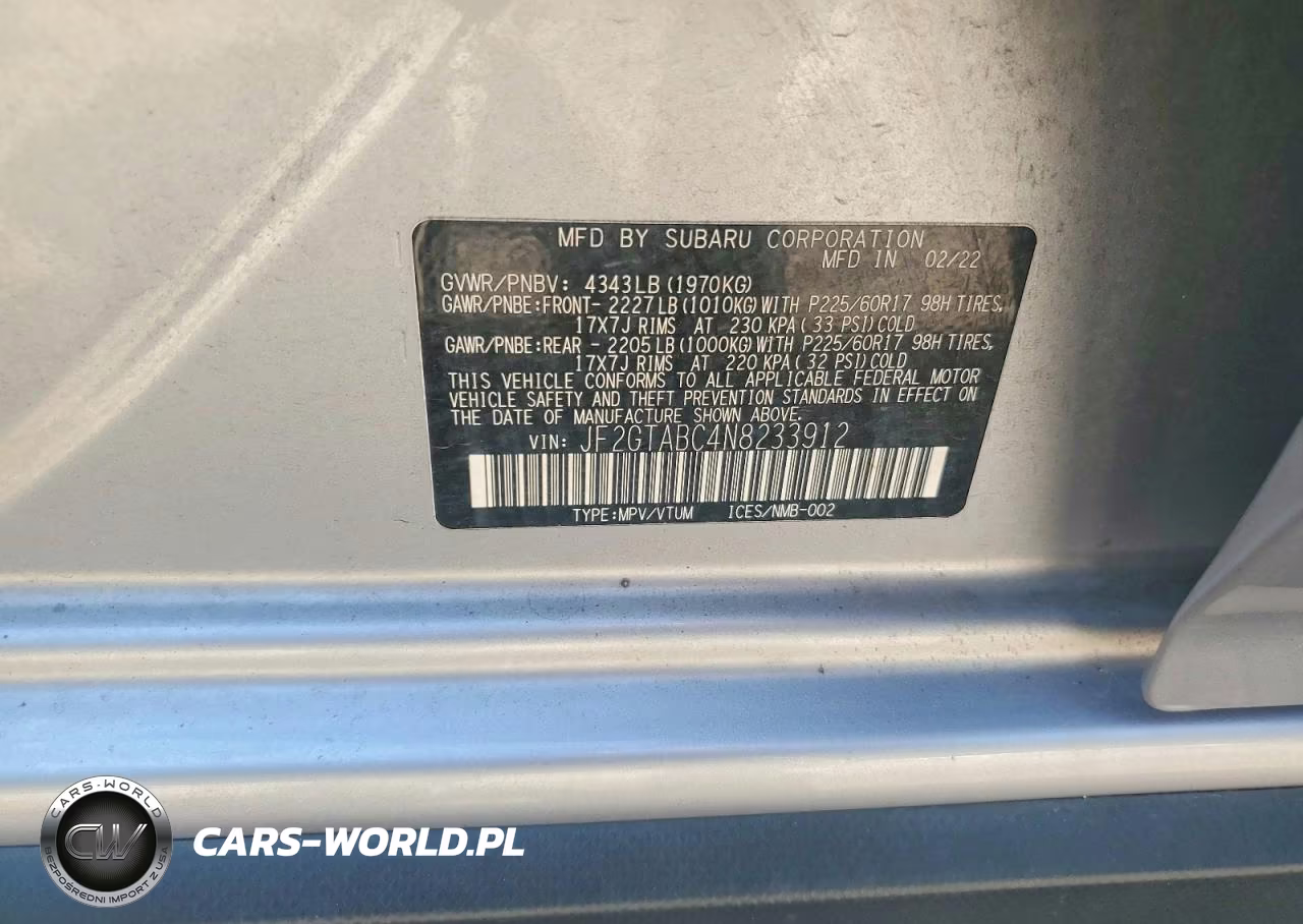 2022 Subaru Crosstrek VIN:JF2GTABC4N8233912 - 13