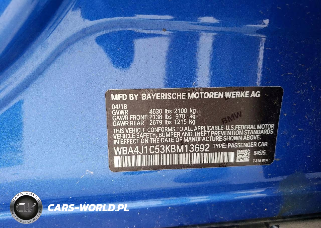 2019 BMW 430I Gran Coupe VIN:WBA4J1C53KBM13692 - 12