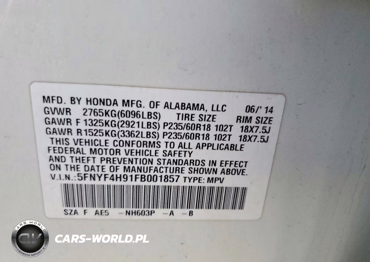 2015 Honda Pilot Touring VIN:5FNYF4H91FB001857 - 12
