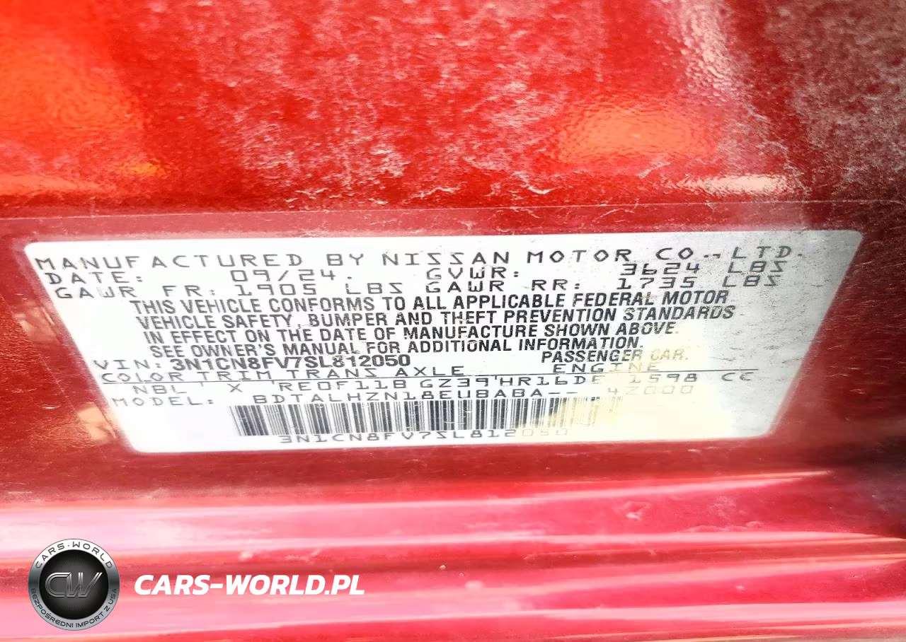 2025 Nissan Versa Sr VIN:3N1CN8FV7SL812050 - 12