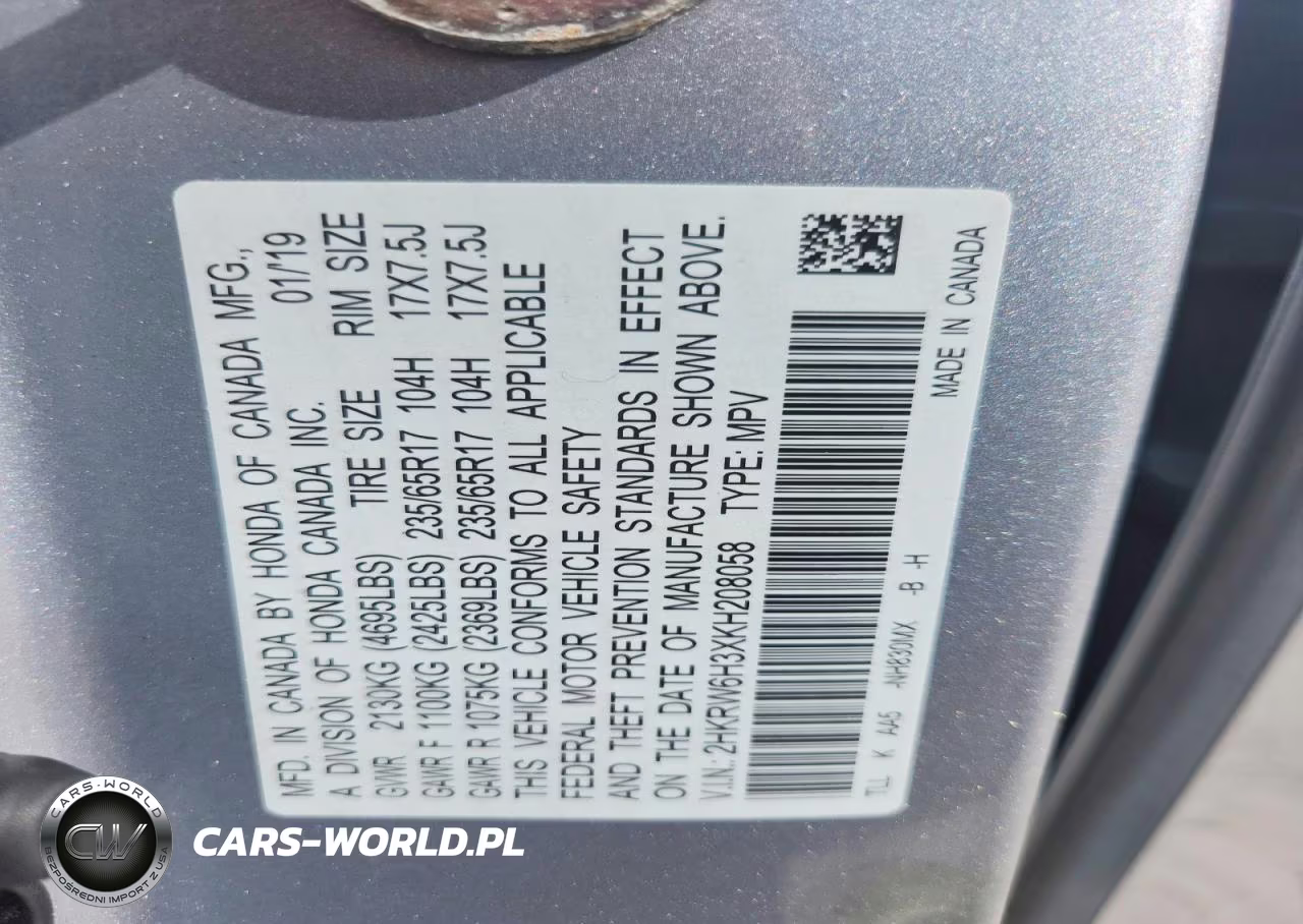2019 Honda Cr-V Lx VIN:2HKRW6H3XKH208058 - 12