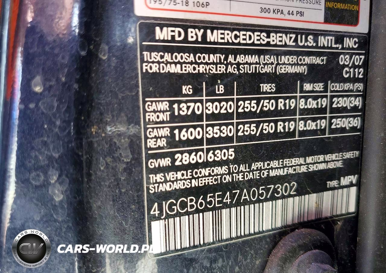 2007 Mercedes-Benz R 350 VIN:4JGCB65E47A057302 - 13