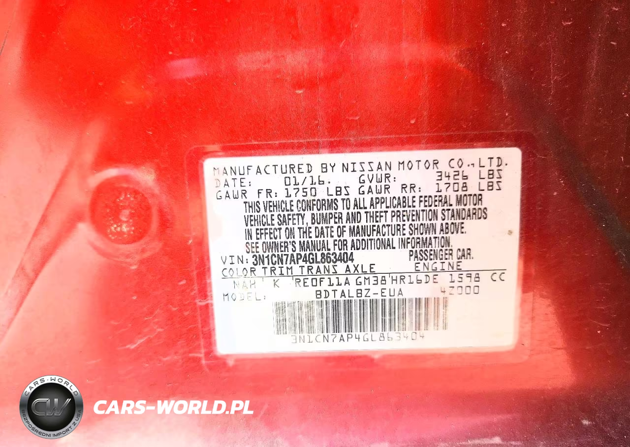 2016 Nissan Versa 1.6 Sv VIN:3N1CN7AP4GL863404 - 12