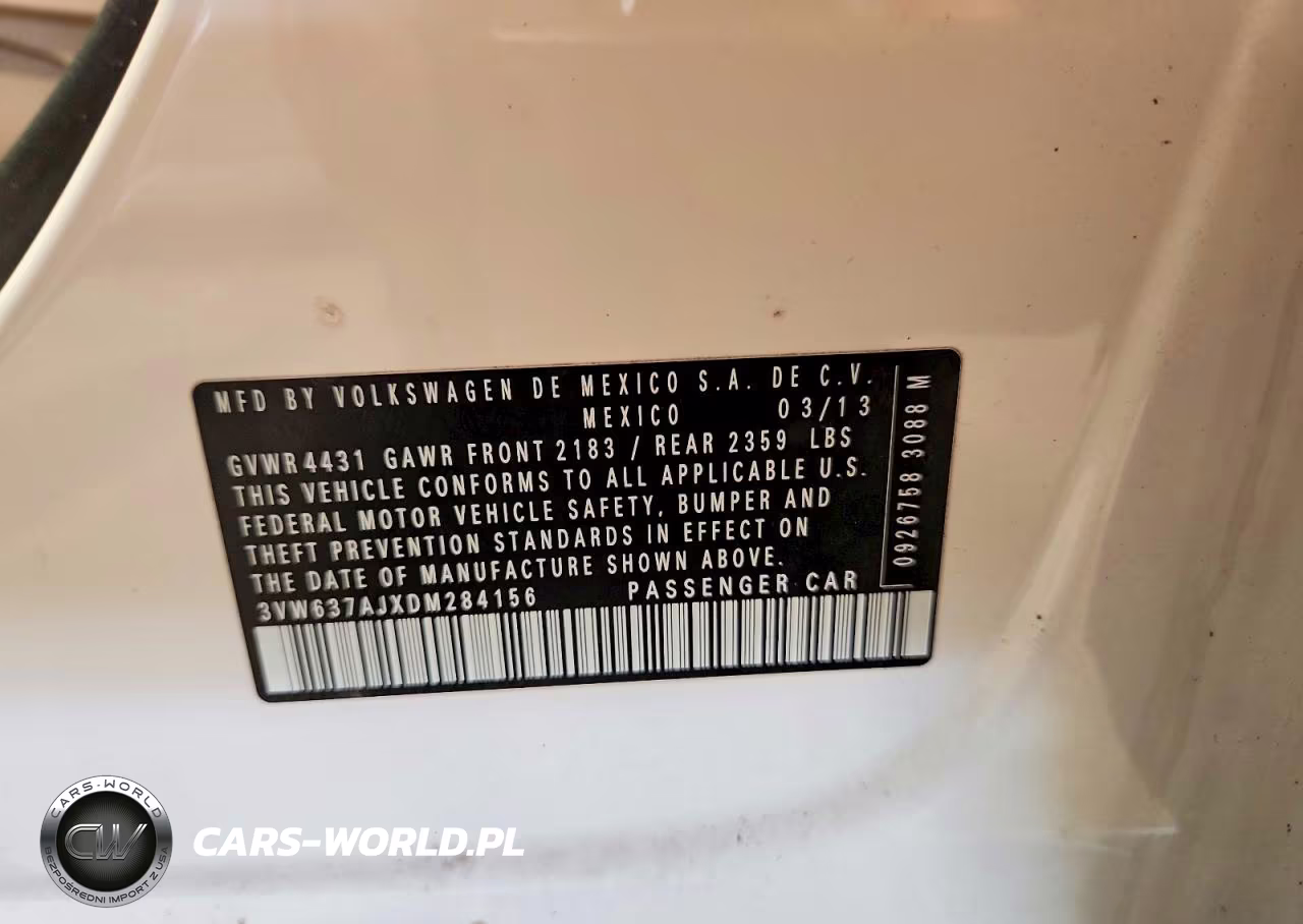 2013 Volkswagen Jetta Hybrid VIN:3VW637AJXDM284156 - 12