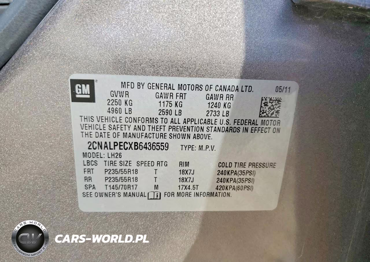 2011 Chevrolet Equinox Lt VIN:2CNALPECXB6436559 - 13