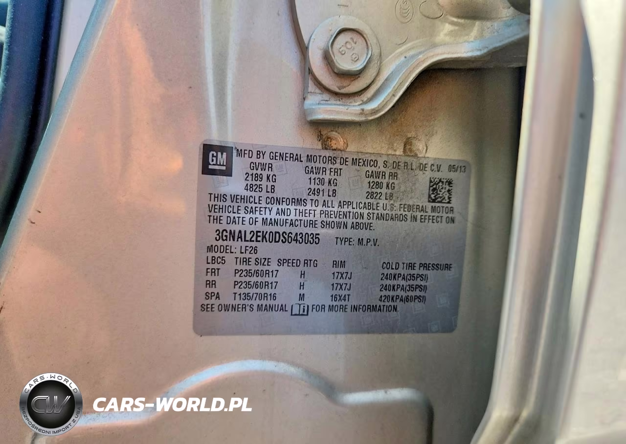 2013 Chevrolet Captiva Ls VIN:3GNAL2EK0DS643035 - 12