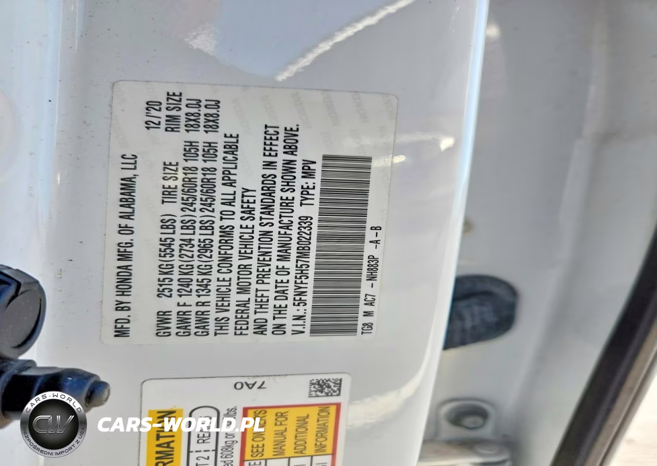 2021 Honda Pilot Exl VIN:5FNYF5H57MB022339 - 12