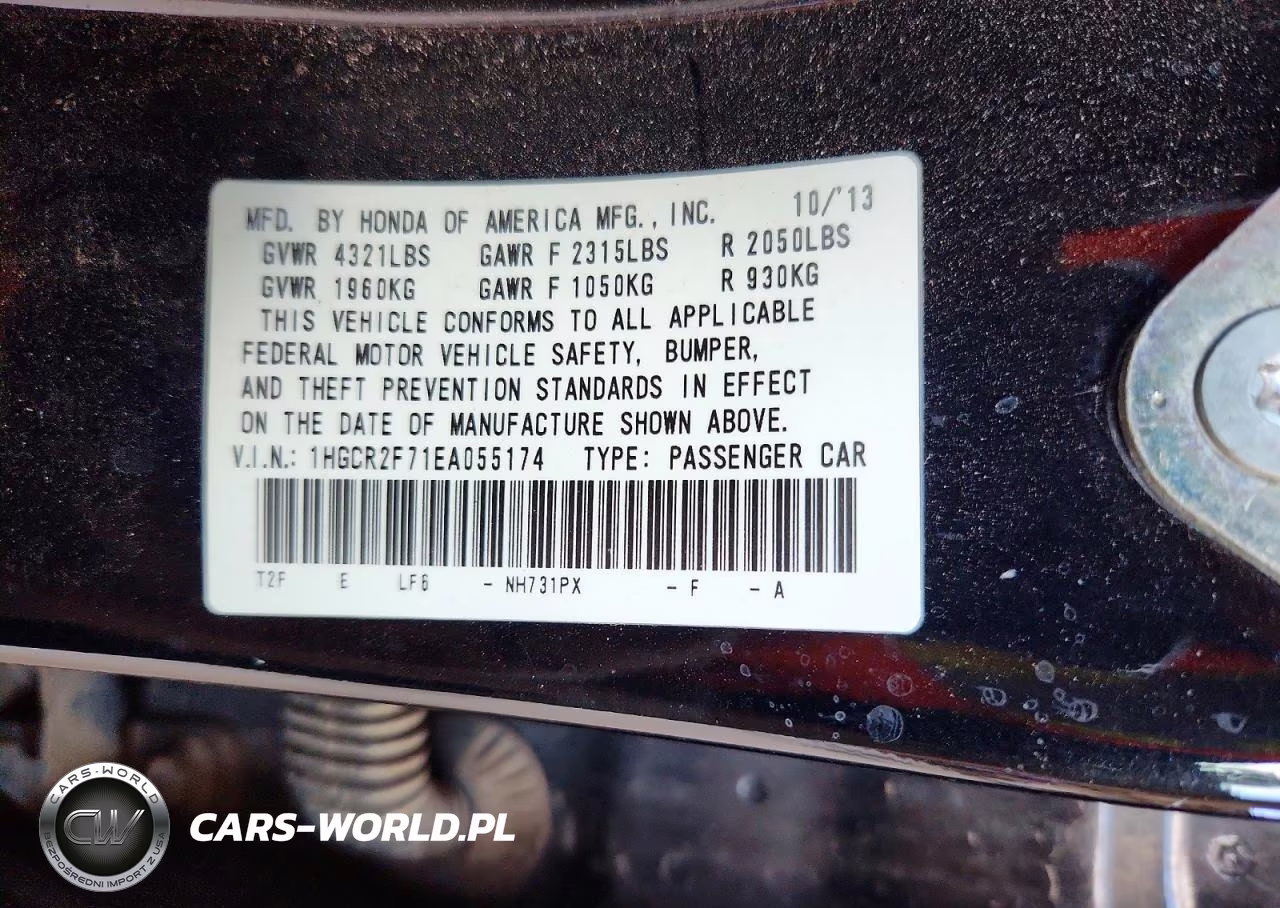 2014 Honda Accord Ex VIN:1HGCR2F71EA055174 - 12