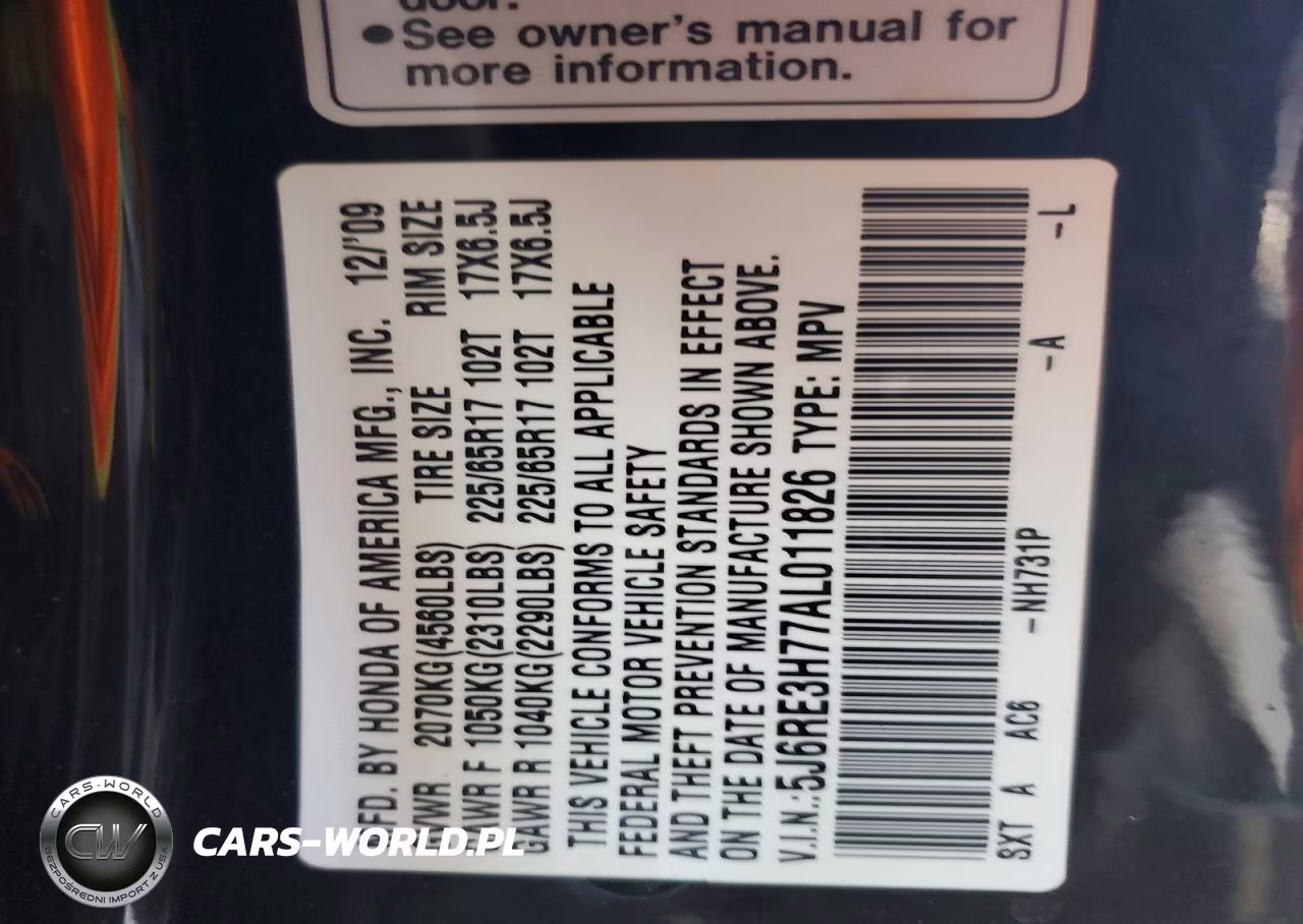 2010 Honda Cr-V Exl VIN:5J6RE3H77AL011826 - 13