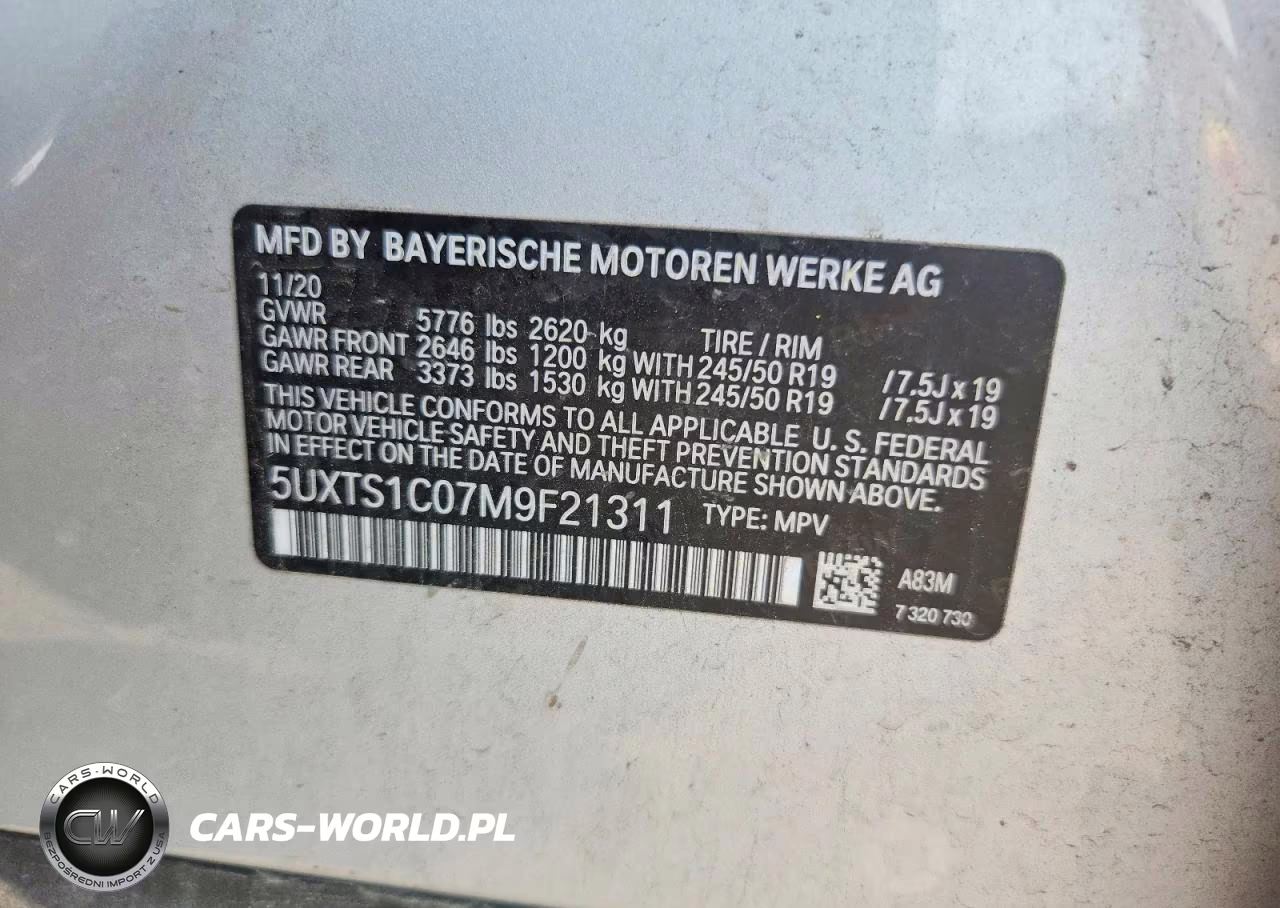 2021 BMW X3 xDrive30E VIN:5UXTS1C07M9F21311 - 13