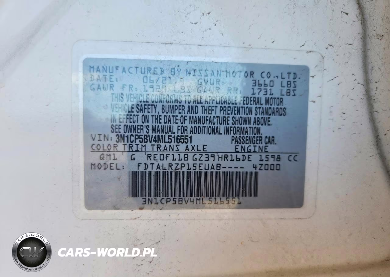 2021 Nissan Kicks S VIN:3N1CP5BV4ML516551 - 14