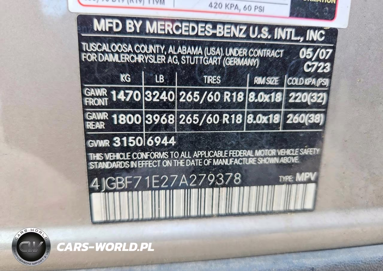 2007 Mercedes-Benz Gl 450 4Matic VIN:4JGBF71E27A279378 - 13