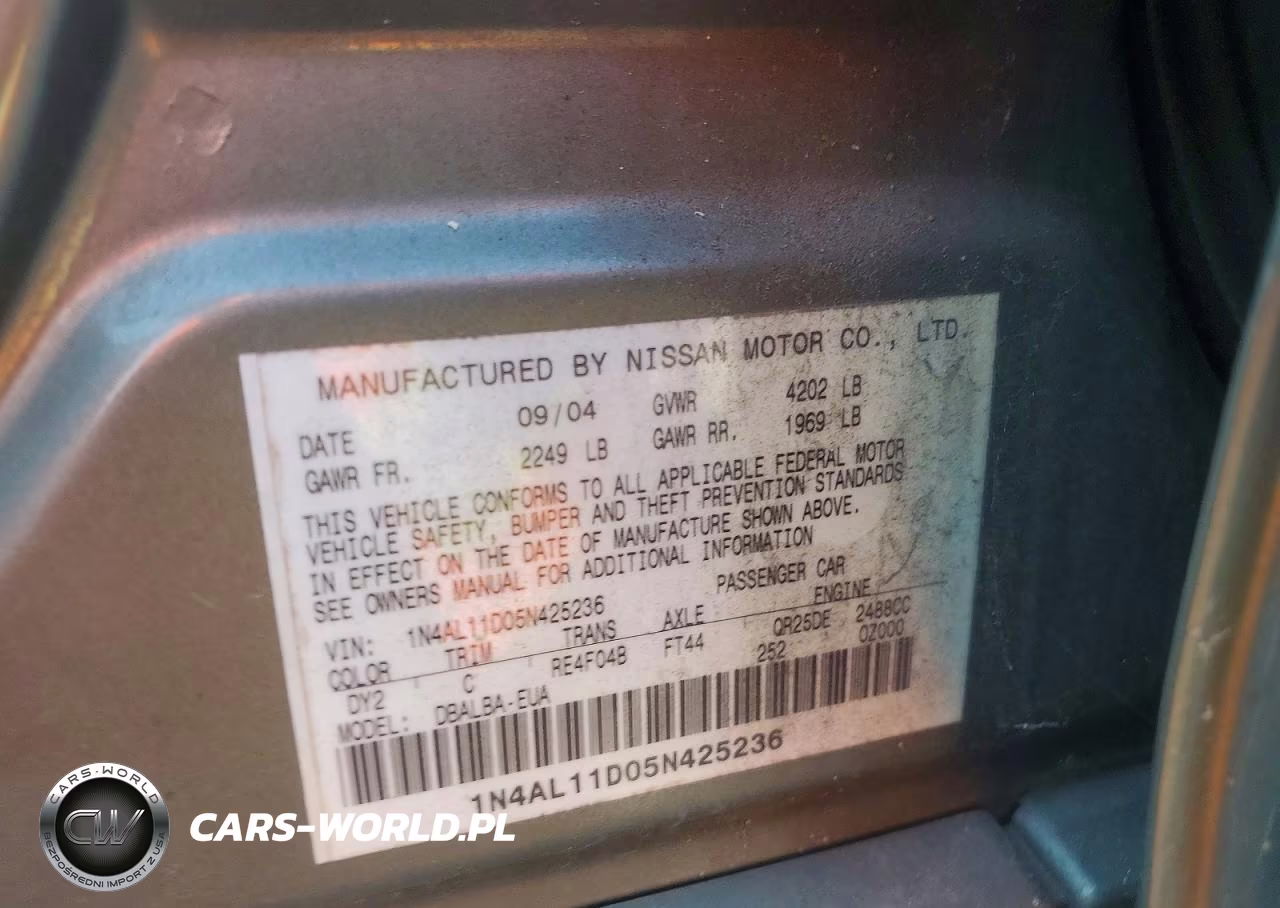 2005 Nissan Altima 2.5 VIN:1N4AL11D05N425236 - 12