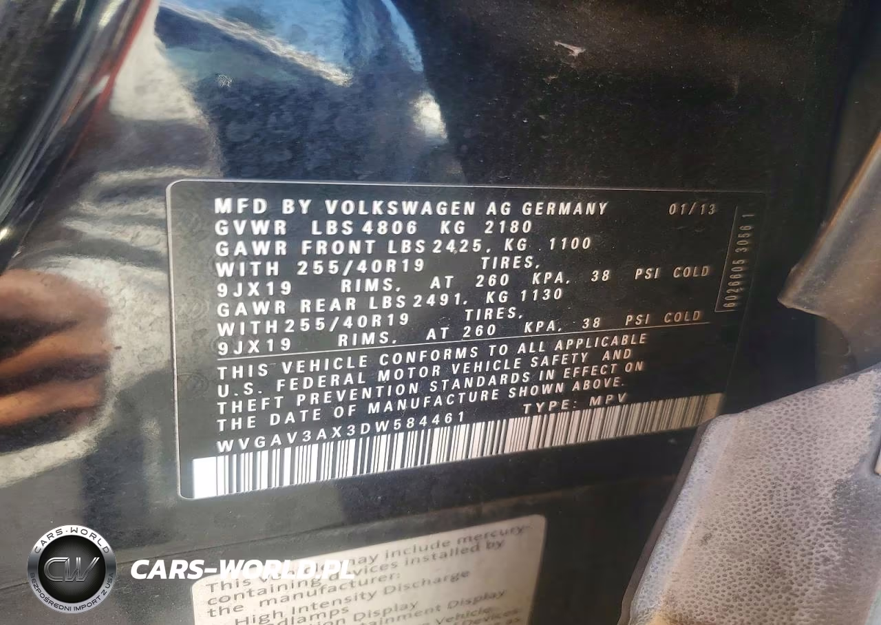 2013 Volkswagen Tiguan S VIN:WVGAV3AX3DW584461 - 13
