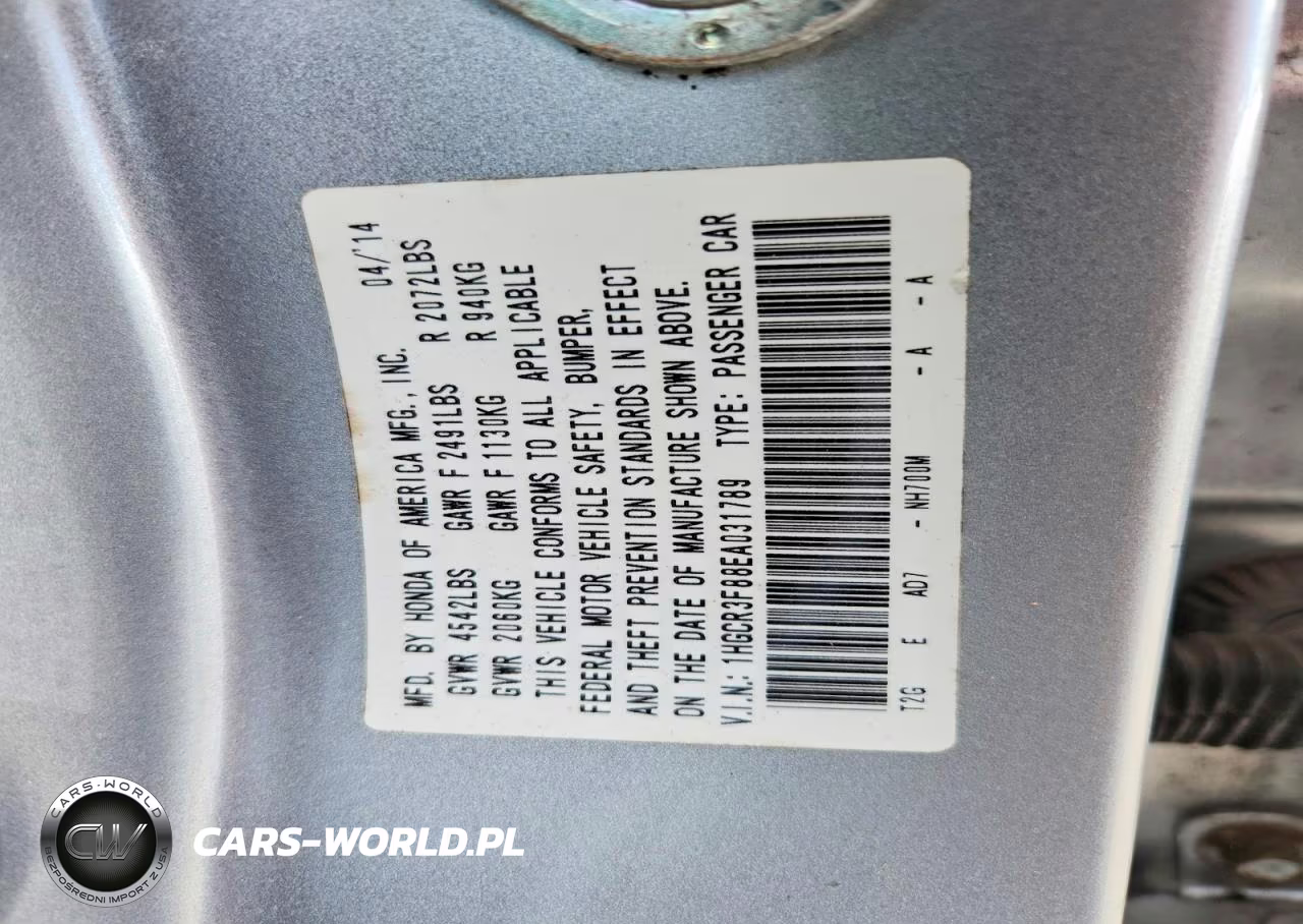 2014 Honda Accord Exl VIN:1HGCR3F88EA031789 - 12