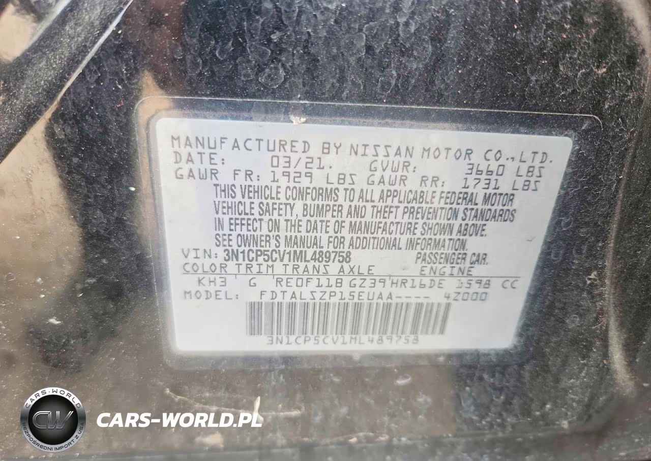 2021 Nissan Kicks Sv VIN:3N1CP5CV1ML489758 - 12