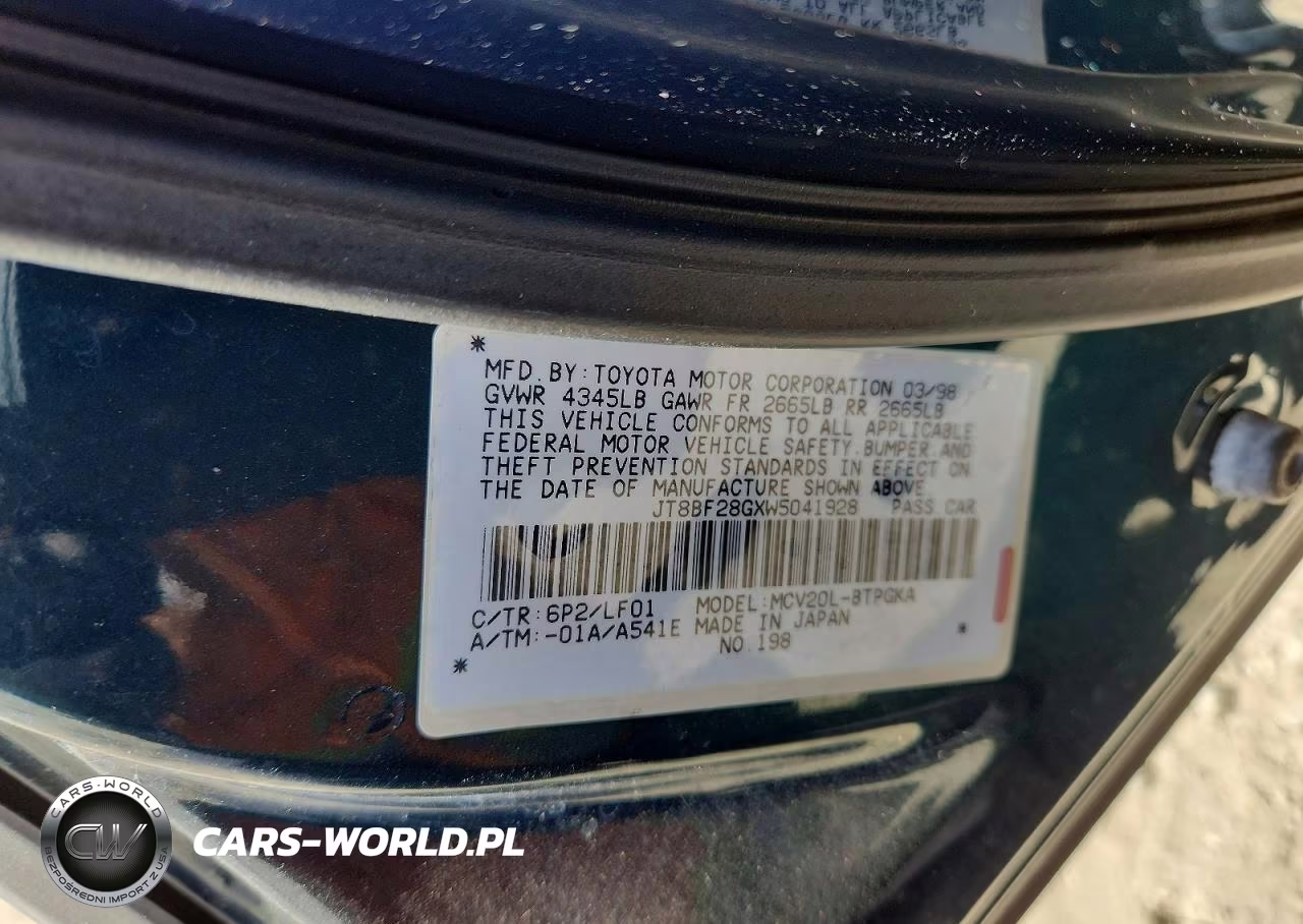 1998 Lexus Es 300 VIN:JT8BF28GXW5041928 - 12