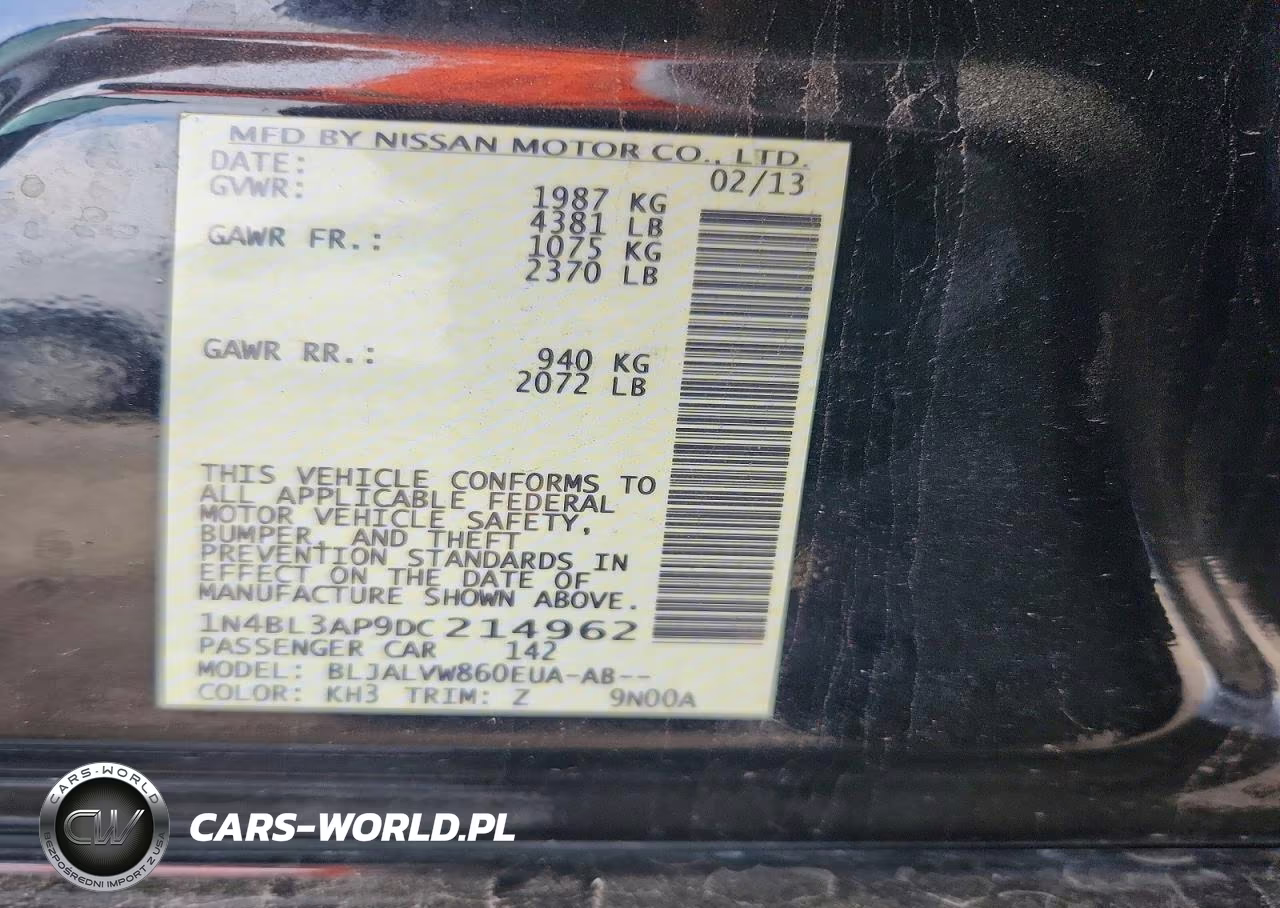 2013 Nissan Altima 3.5 S VIN:1N4BL3AP9DC214962 - 12