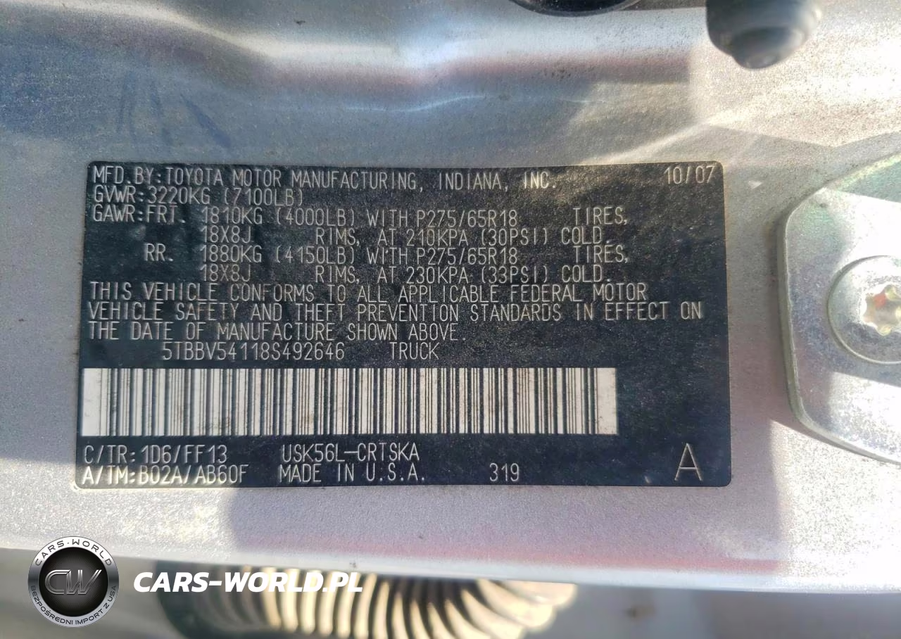 2008 Toyota Tundra Sr5 VIN:5TBBV54118S492646 - 12