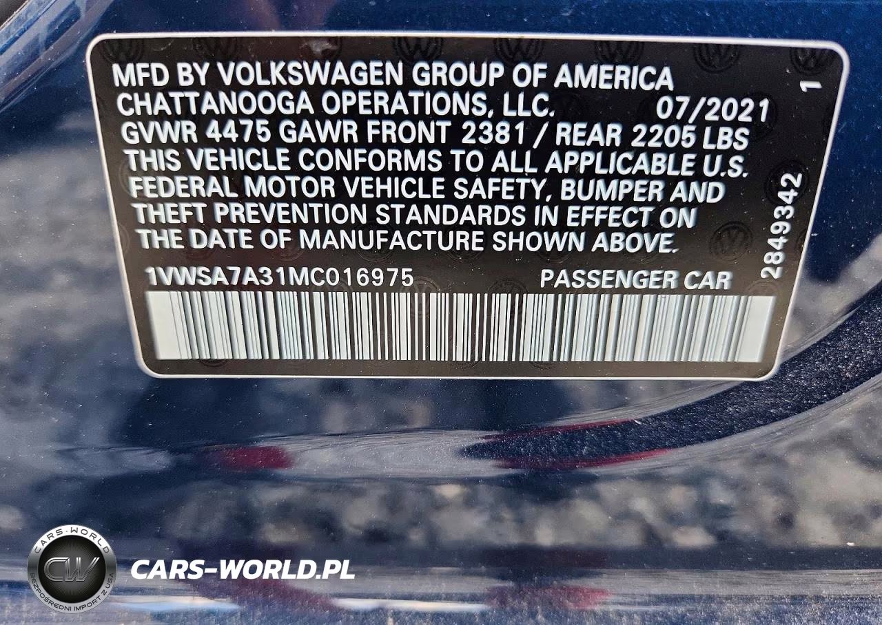 2021 Volkswagen Passat Se VIN:1VWSA7A31MC016975 - 12