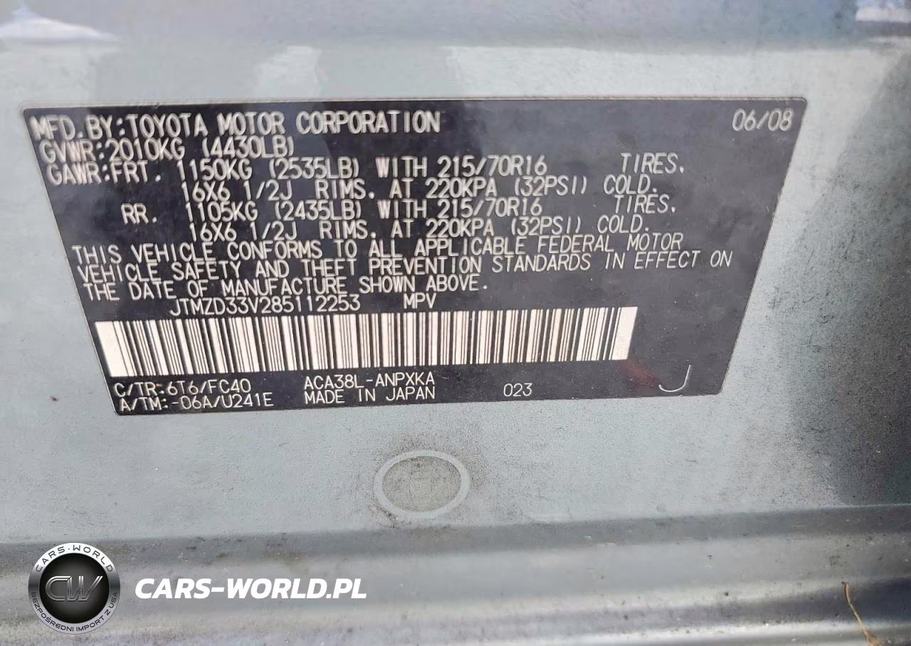2008 Toyota Rav4 Base VIN:JTMZD33V285112253 - 13