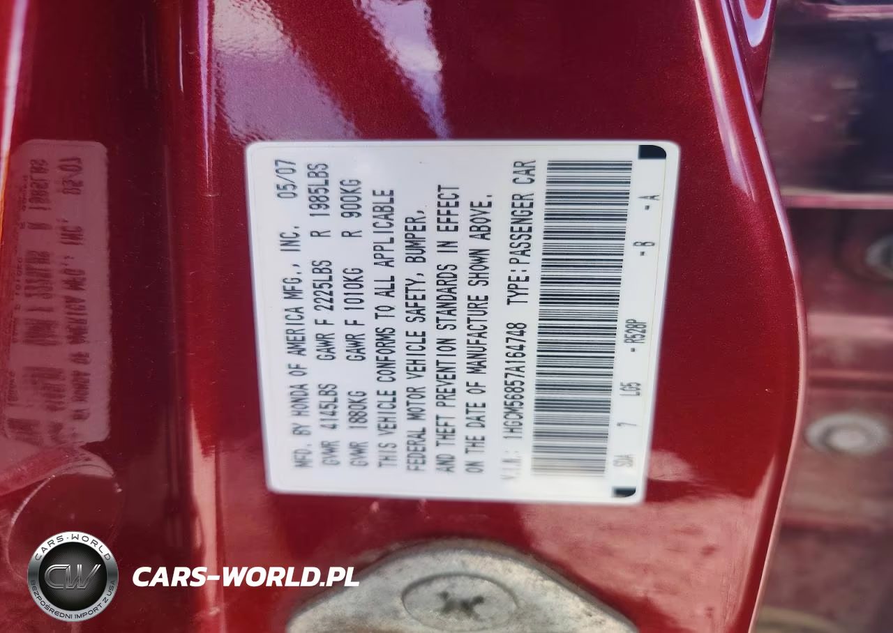 2007 Honda Accord Ex VIN:1HGCM56857A164748 - 13