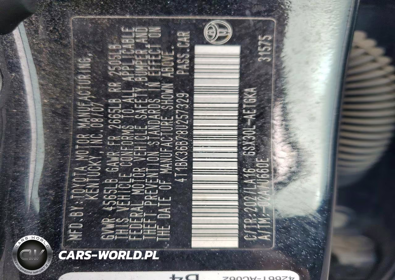 2008 Toyota Avalon Xls VIN:4T1BK36B78U257329 - 12