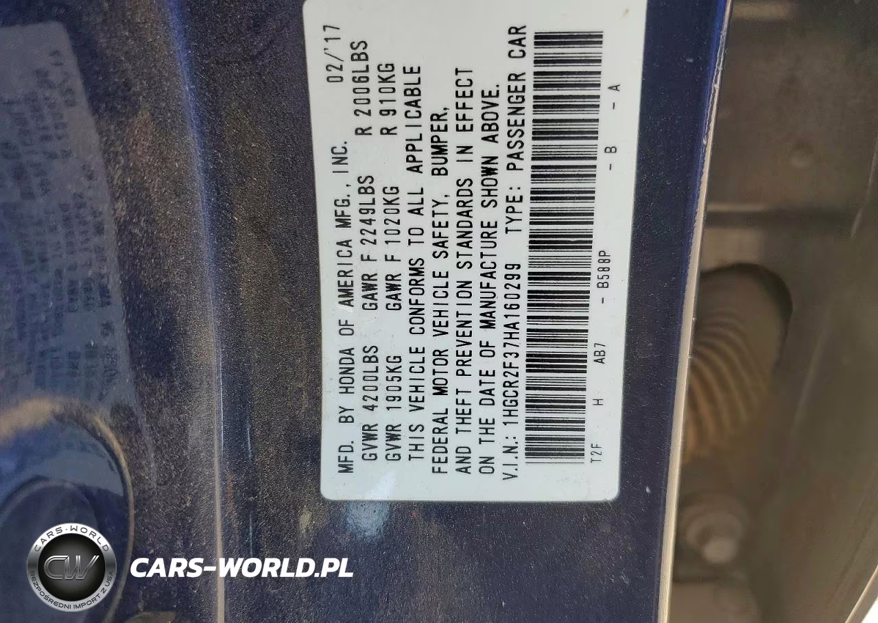 2017 Honda Accord Lx VIN:1HGCR2F37HA160299 - 12