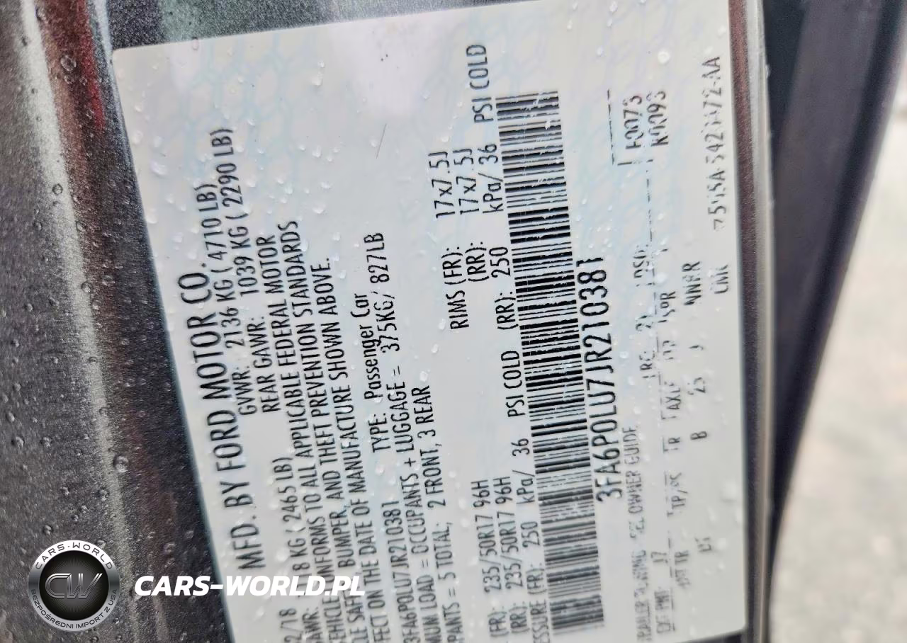 2018 Ford Fusion Se Hybrid VIN:3FA6P0LU7JR210381 - 13