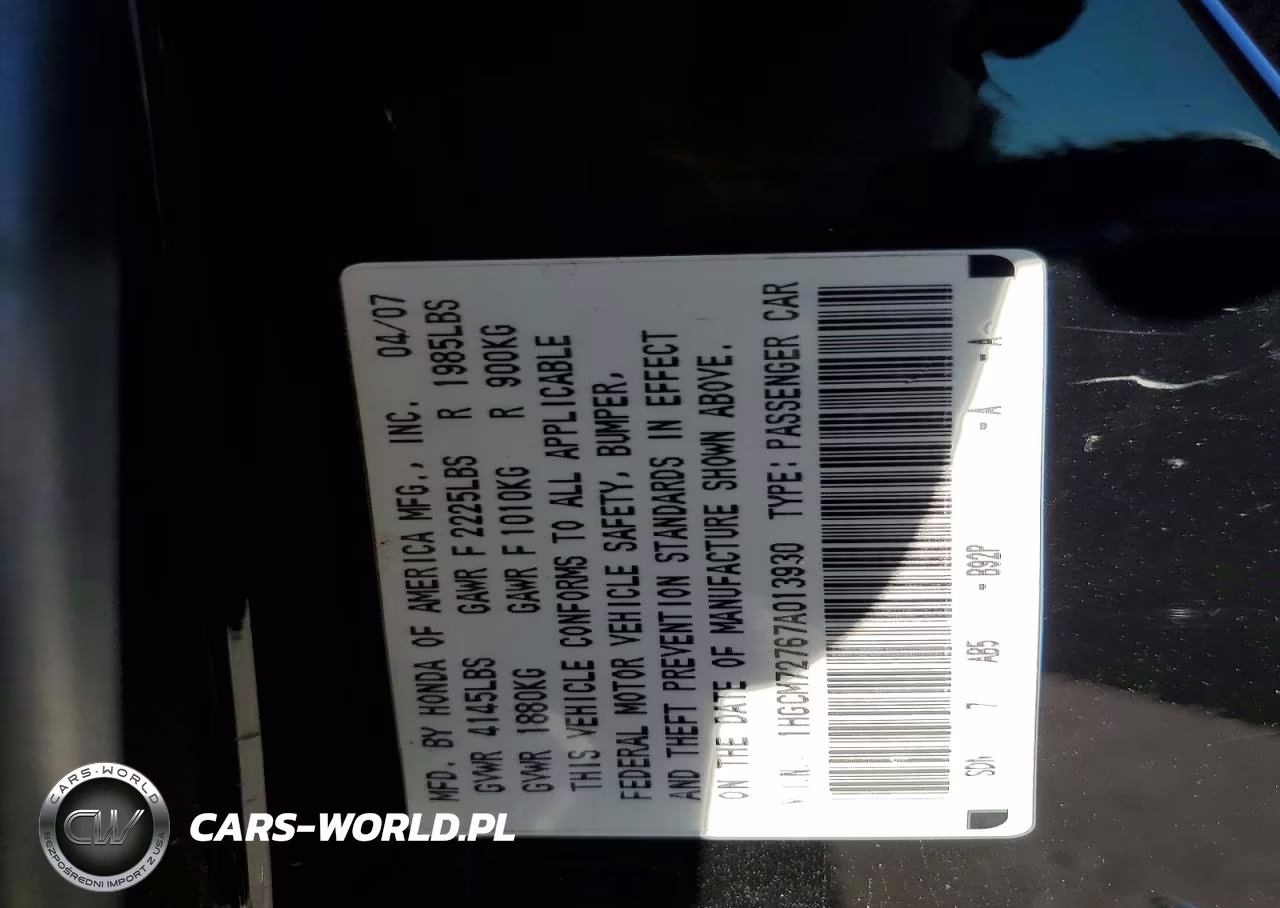 2007 Honda Accord Ex VIN:1HGCM72767A013930 - 12