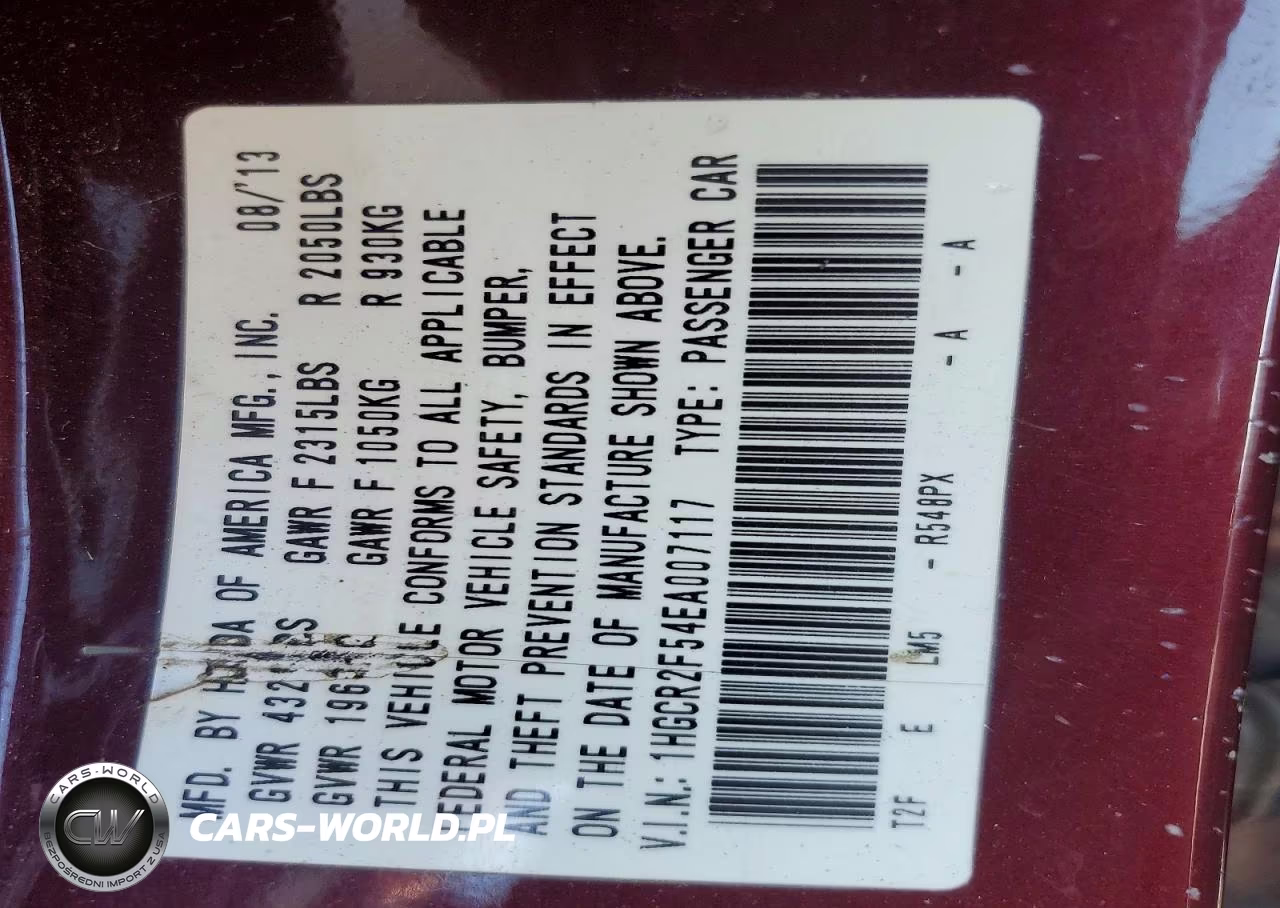 2014 Honda Accord Sport VIN:1HGCR2F54EA007117 - 12