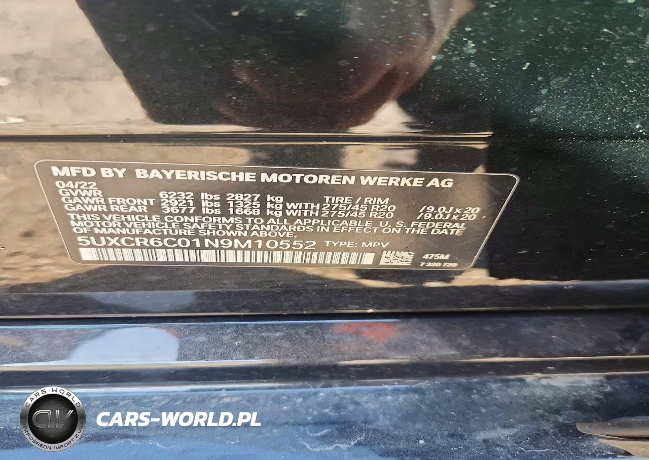 2022 BMW X5 xDrive40I VIN:5UXCR6C01N9M10552 - 13