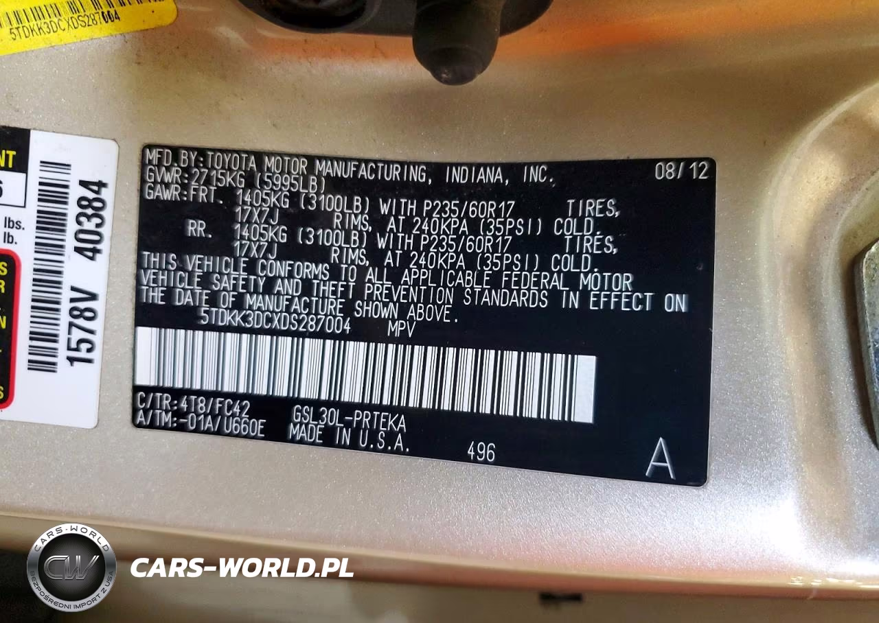 2013 Toyota Sienna Le VIN:5TDKK3DCXDS287004 - 13