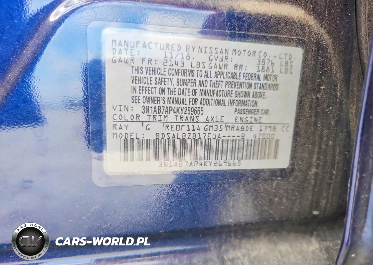 2019 Nissan Sentra S VIN:3N1AB7AP4KY269665 - 12