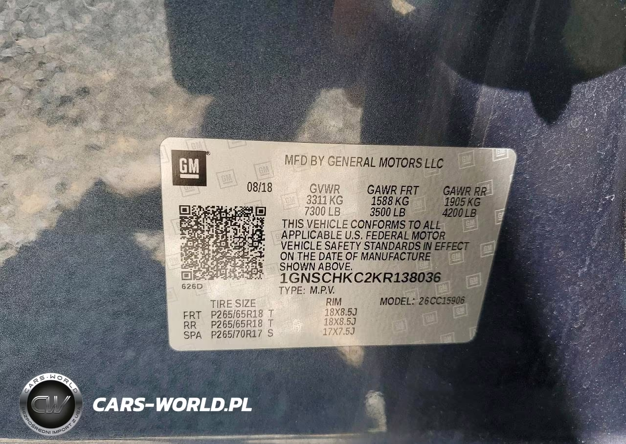 2019 Chevrolet Suburban C1500 Lt VIN:1GNSCHKC2KR138036 - 14