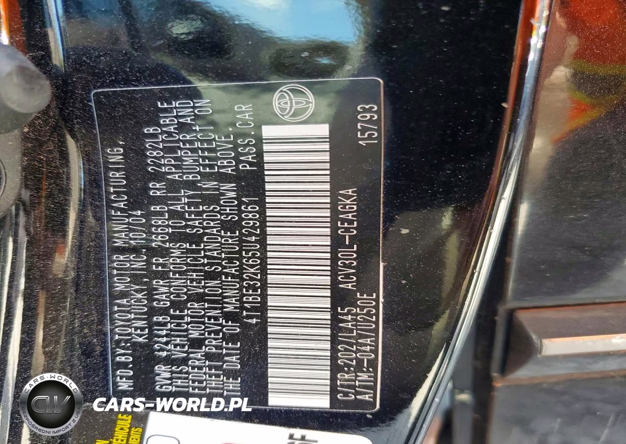 2005 Toyota Camry Xle VIN:4T1BE32K65U429861 - 12