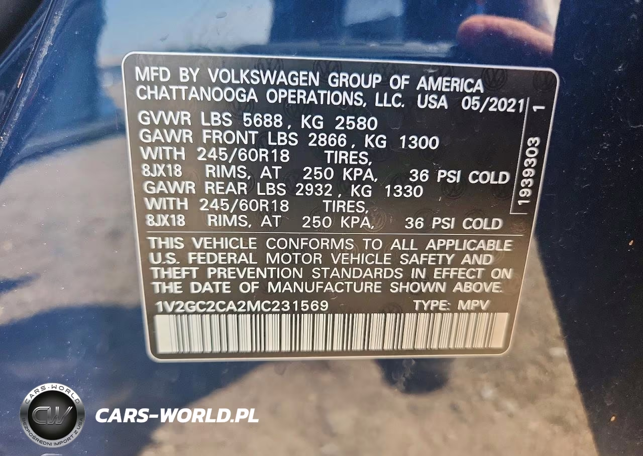 2021 Volkswagen Atlas Cross Sport S VIN:1V2GC2CA2MC231569 - 12