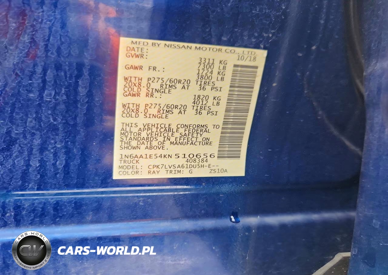 2019 Nissan Titan Sl VIN:1N6AA1E54KN510656 - 12