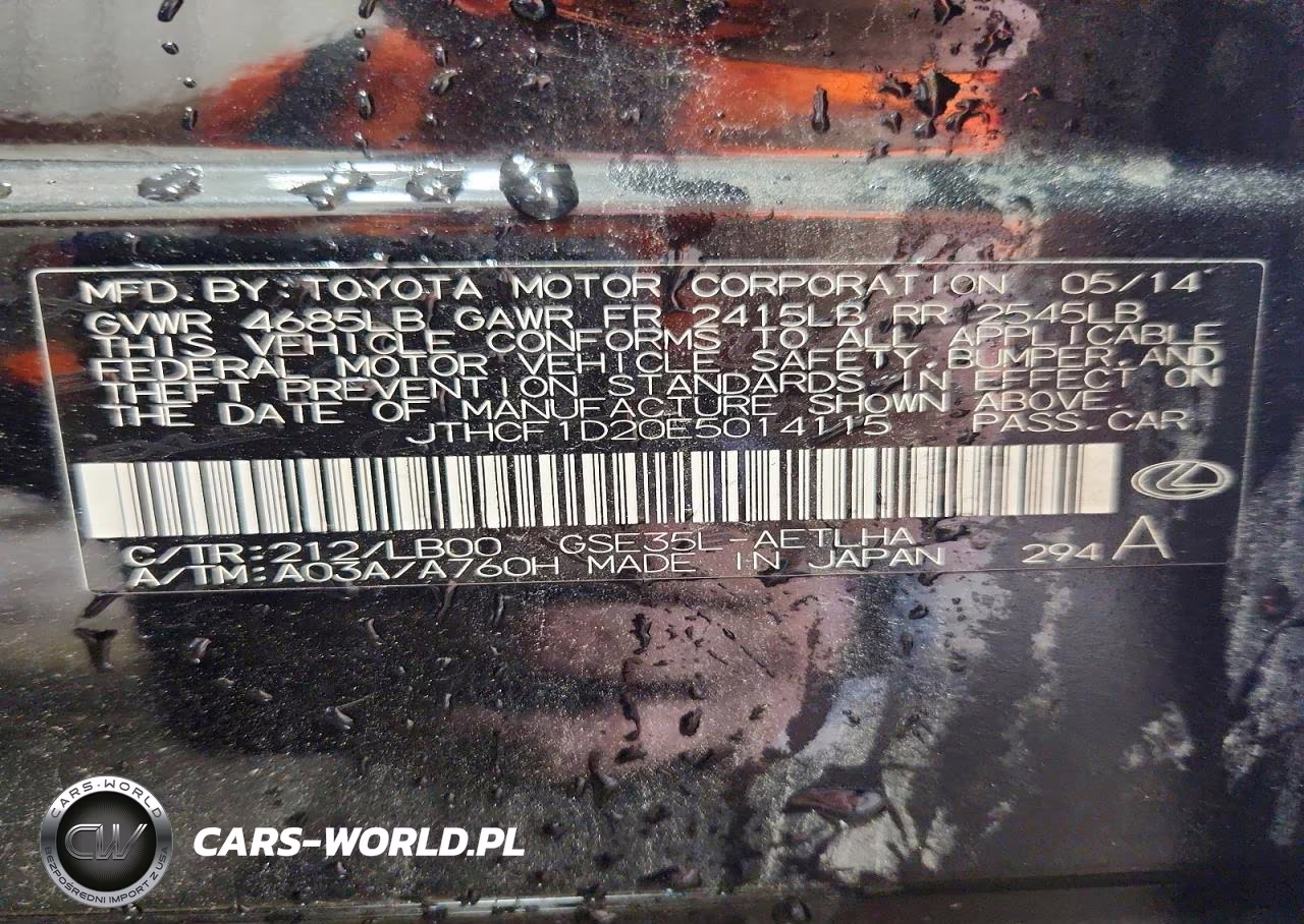 2014 Lexus Is 250 VIN:JTHCF1D20E5014115 - 12
