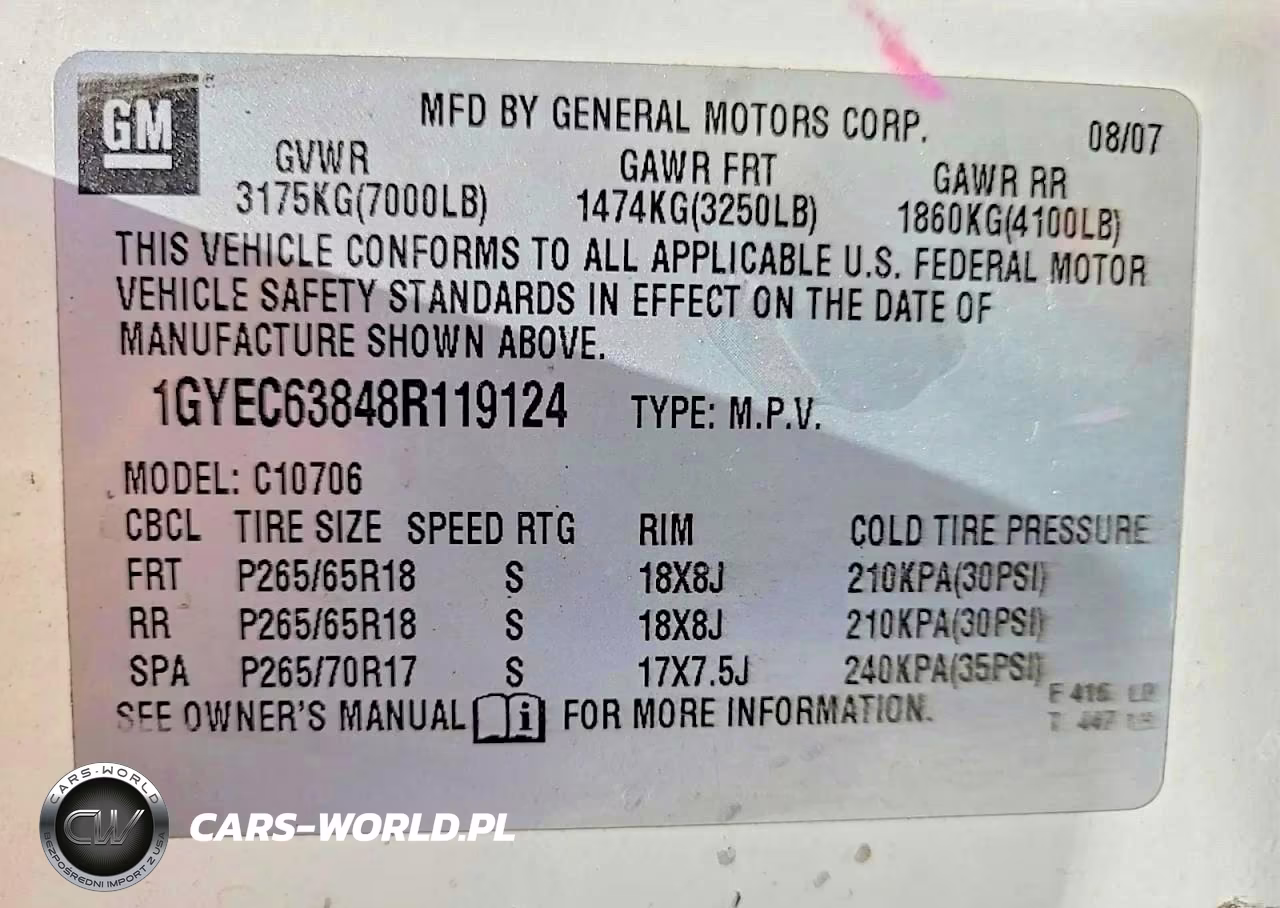 2008 Cadillac Escalade Luxury VIN:1GYEC63848R119124 - 10