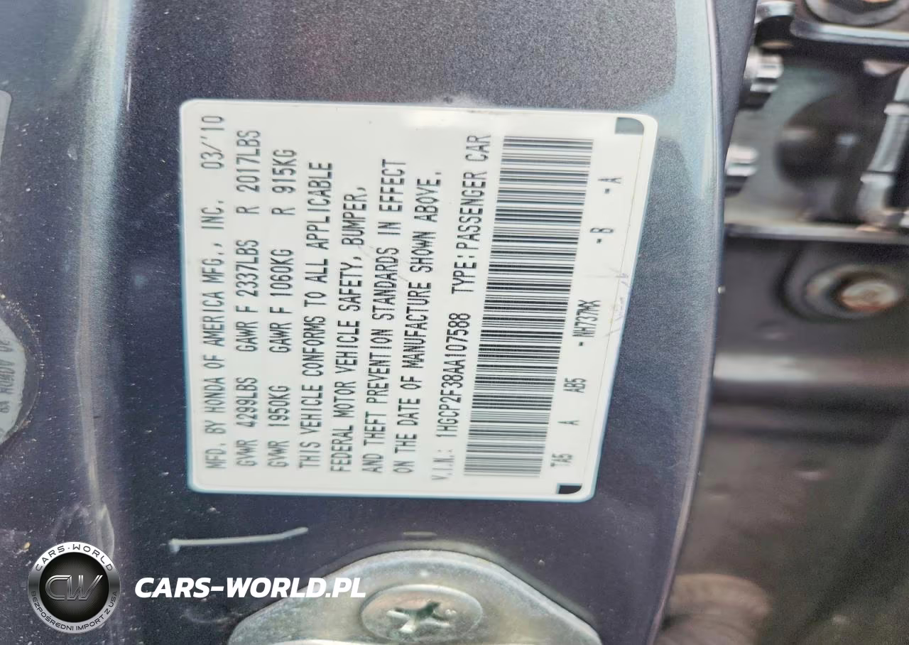 2010 Honda Accord Lx VIN:1HGCP2F38AA107588 - 12