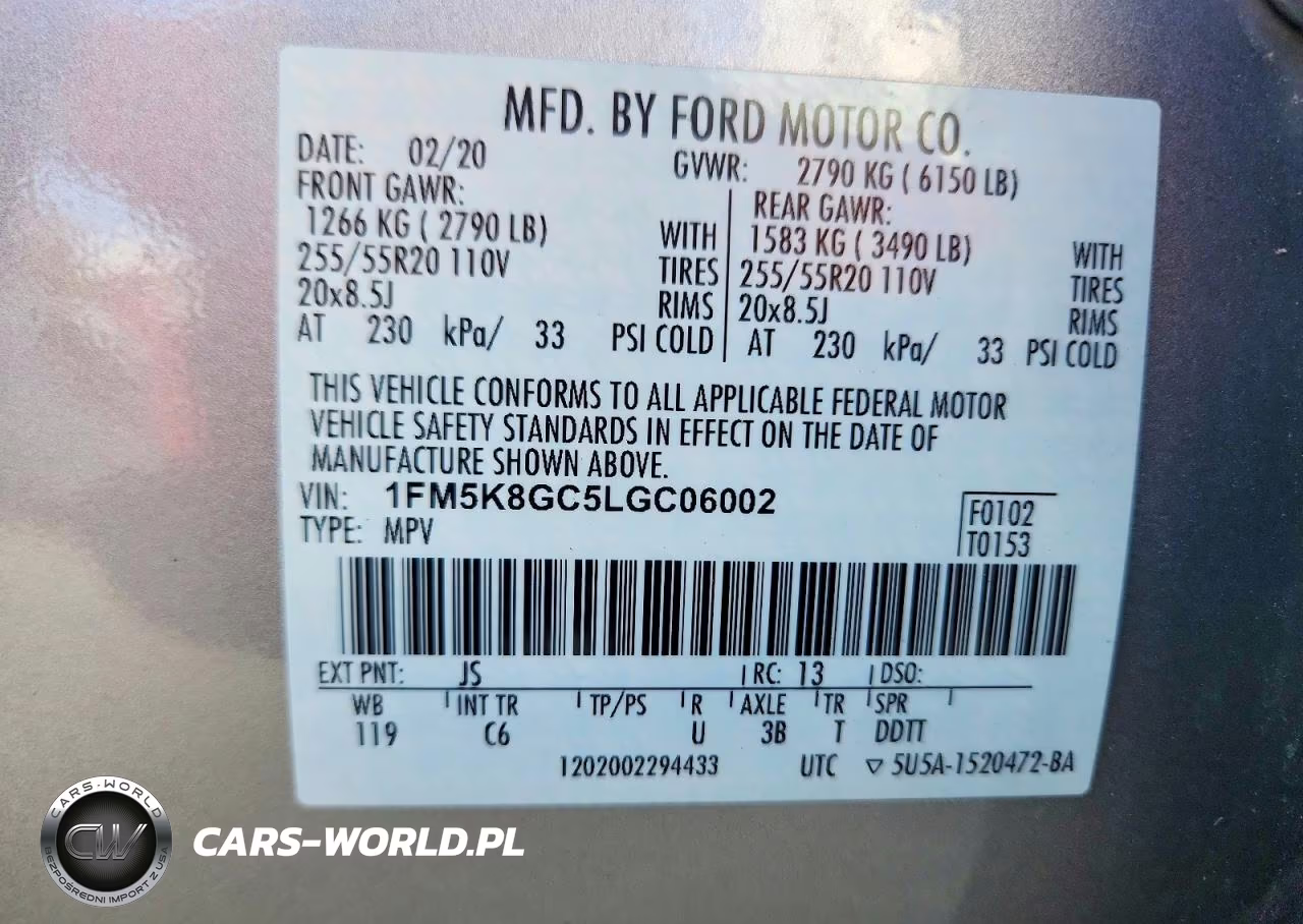 2020 Ford Explorer St VIN:1FM5K8GC5LGC06002 - 14