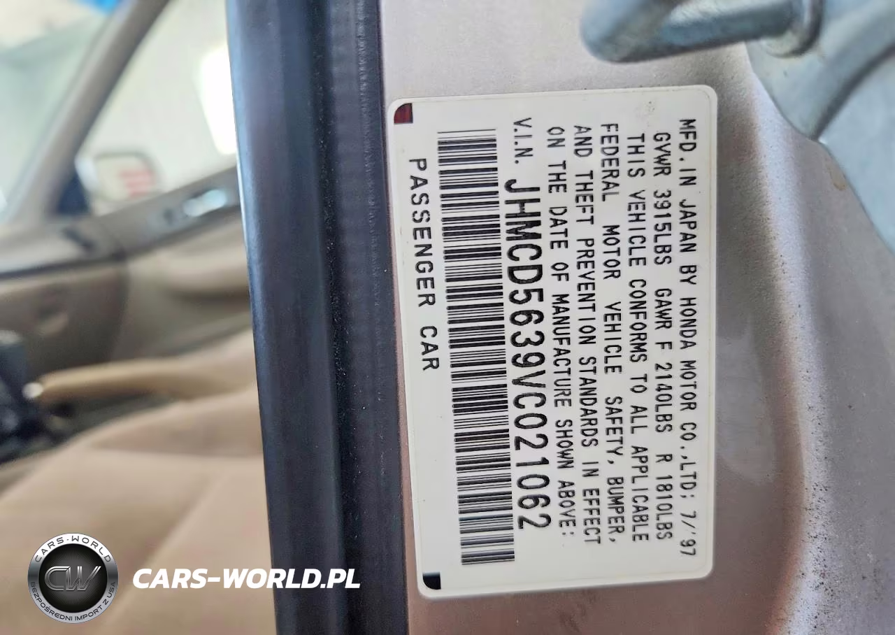 1997 Honda Accord Lx VIN:JHMCD5639VC021062 - 12