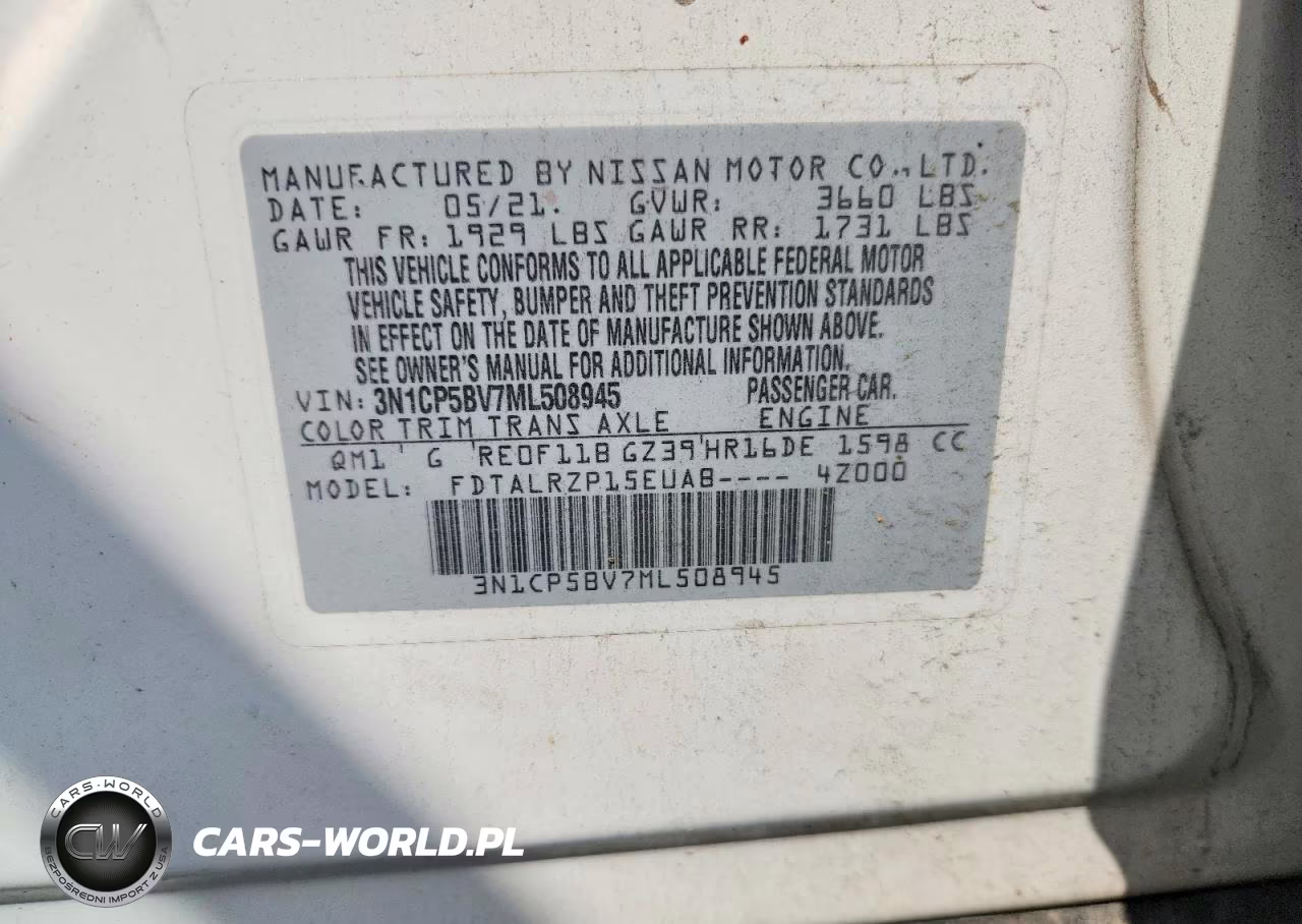 2021 Nissan Kicks S VIN:3N1CP5BV7ML508945 - 12