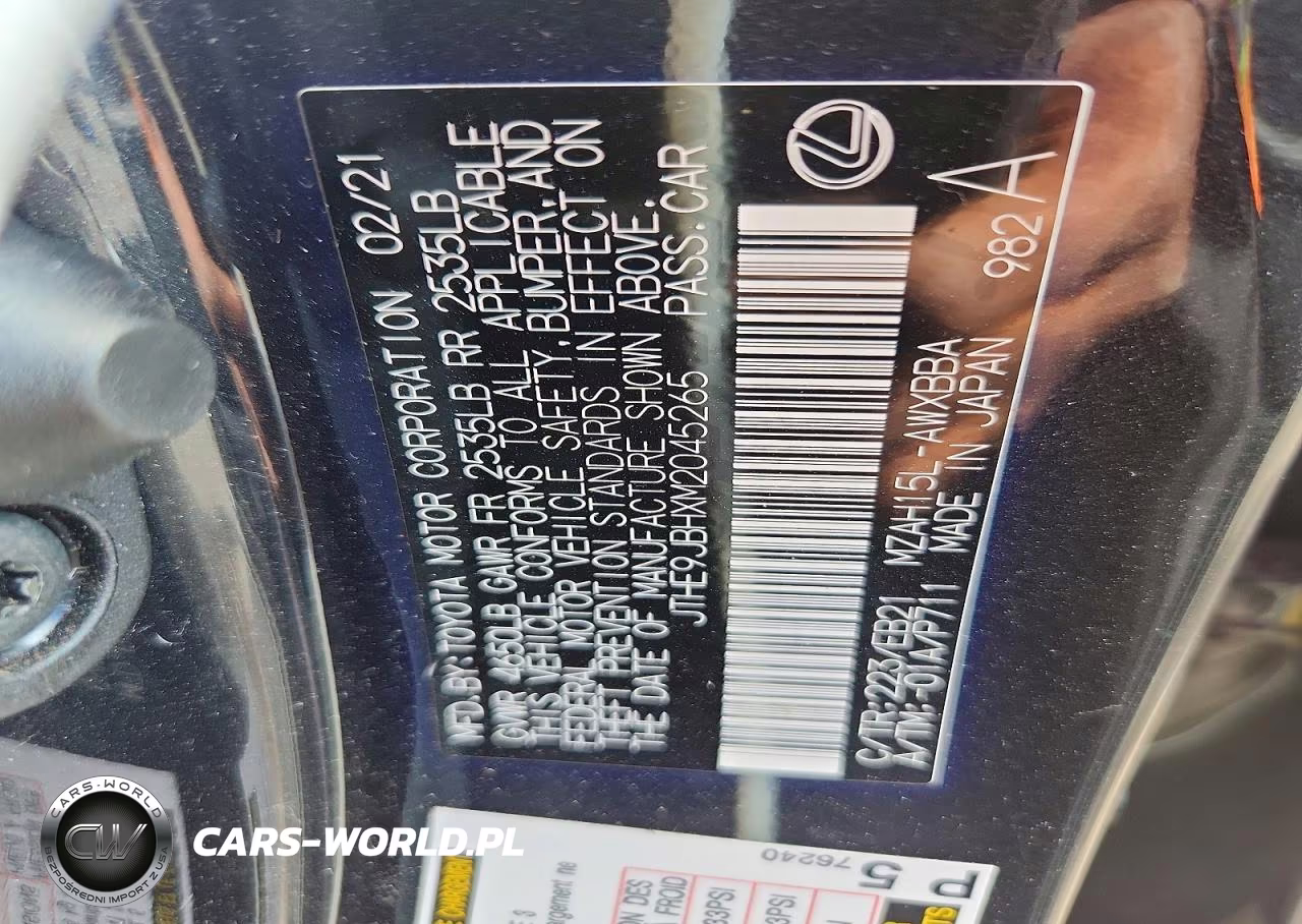 2021 Lexus Ux 250H VIN:JTHE9JBHXM2045265 - 13