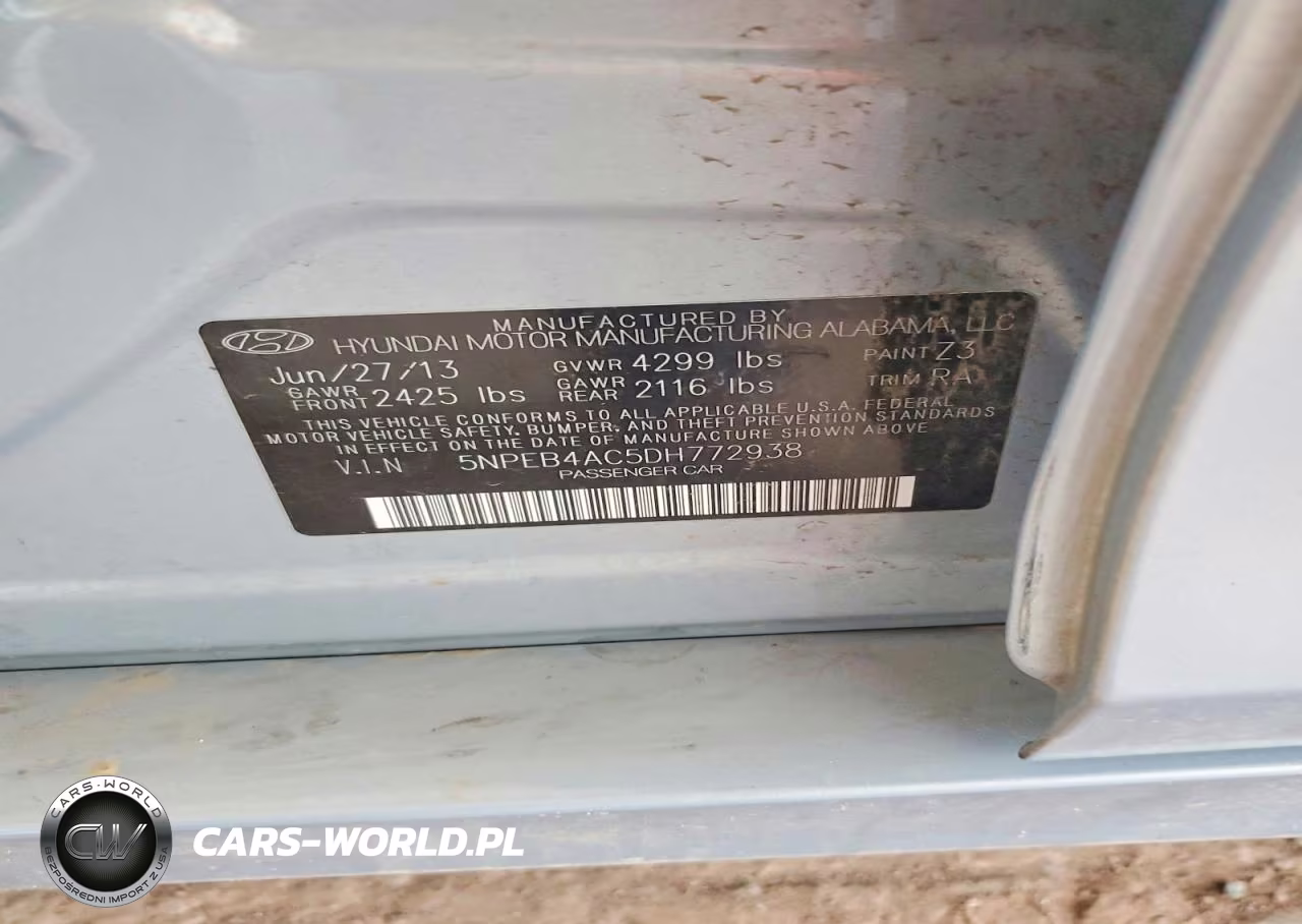 2013 Hyundai Sonata Gls VIN:5NPEB4AC5DH772938 - 12