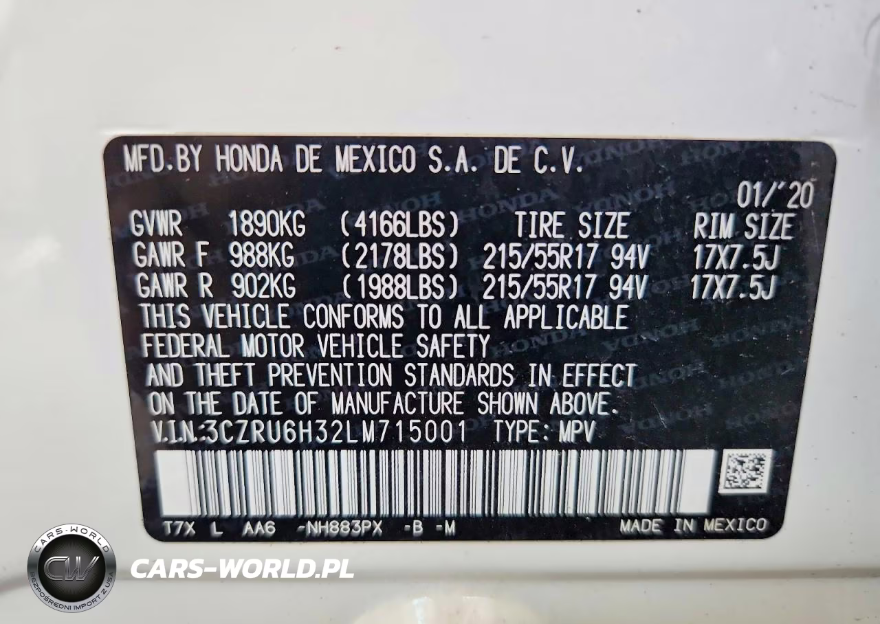 2020 Honda Hr-V Lx VIN:3CZRU6H32LM715001 - 13