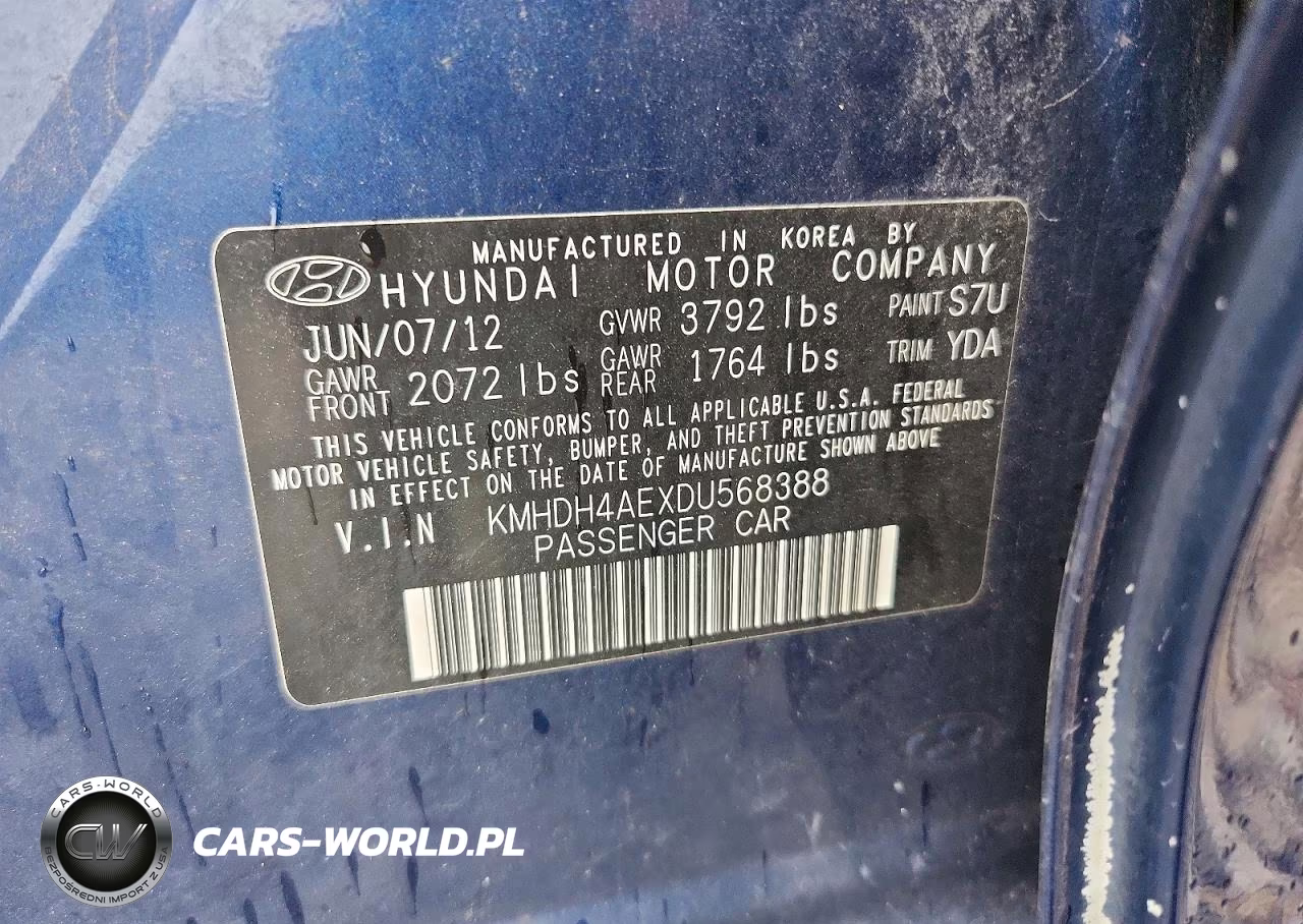 2013 Hyundai Elantra Limited VIN:KMHDH4AEXDU568388 - 12