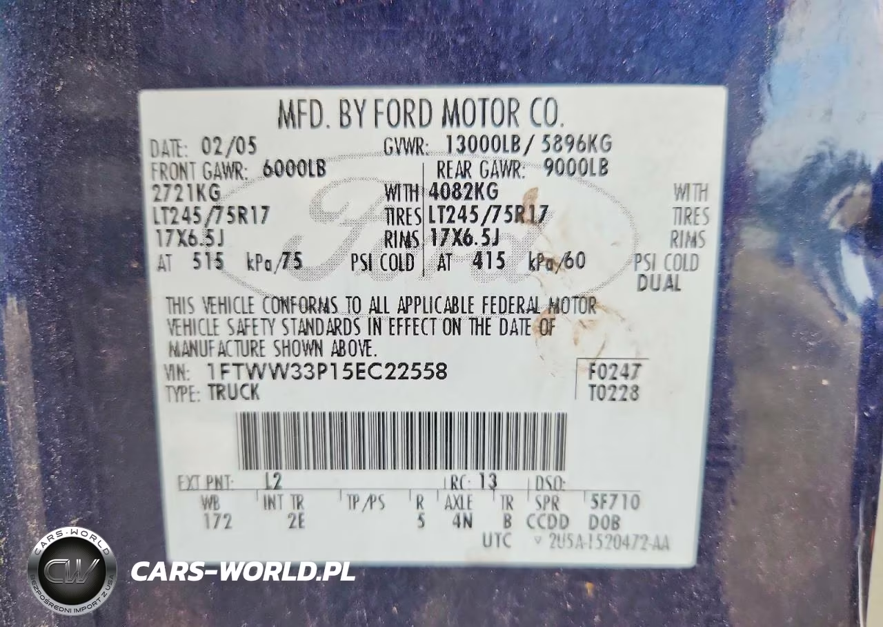 2005 Ford F350 Super Duty VIN:1FTWW33P15EC22558 - 12