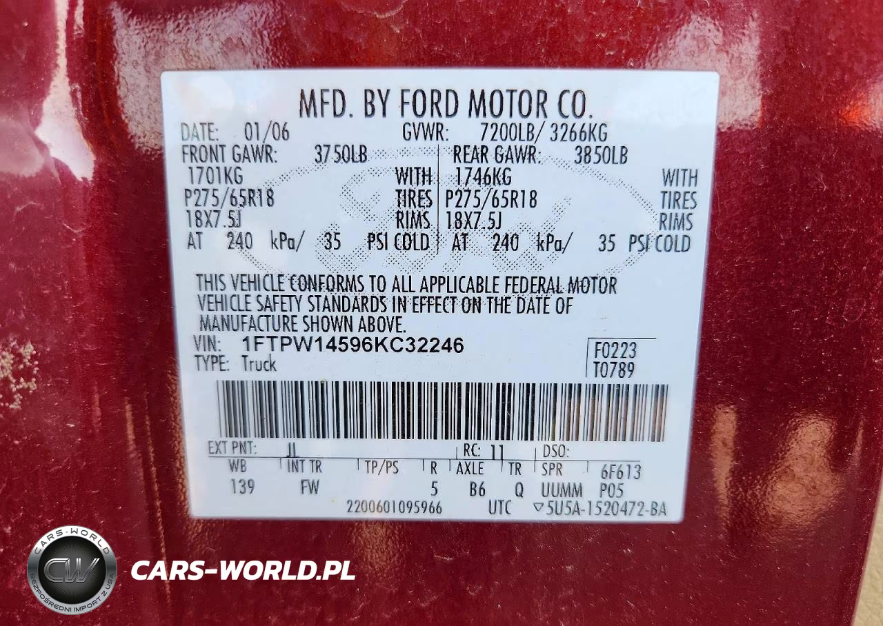 2006 Ford F150 Supercrew VIN:1FTPW14596KC32246 - 12
